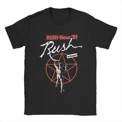 Rush Band Musik T-shirts Män Humoristisk 100% Bomull T-shirt Rund Hals Kort Ärm T-shirts Presentidé Kläder