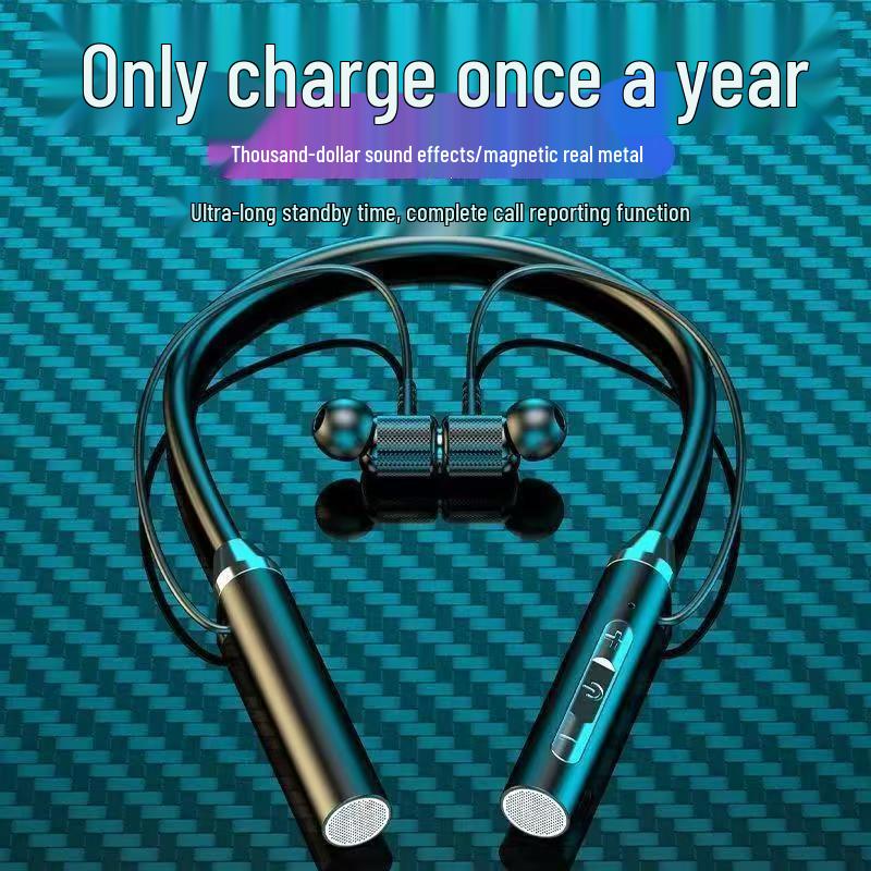 Wireless Bluetooth Neckband Earphones: High-Quality Stereo Sound, Long Battery Life, Perfect for Running & Sports.