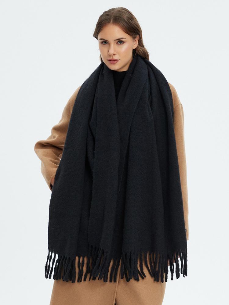 Women Simple Solid Knitted Scarf Headscarf Elegant Lady Casual Tassel Warm Scarve Mujer Foulard Big Wrap Shawl Winter New