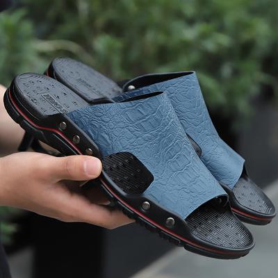 Herren-Sandalen, Sommer, Krokodilleder, Massagepartikel, große Herren-Hausschuhe