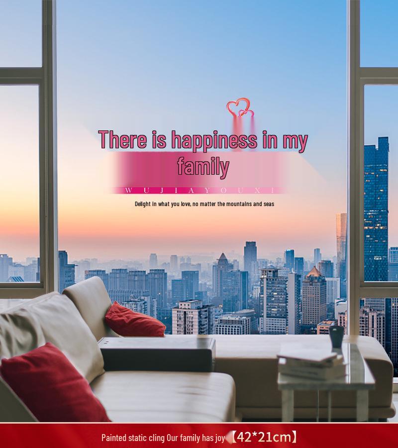 Xi Character Flocked Wedding Window Clings for Living Room Decoration