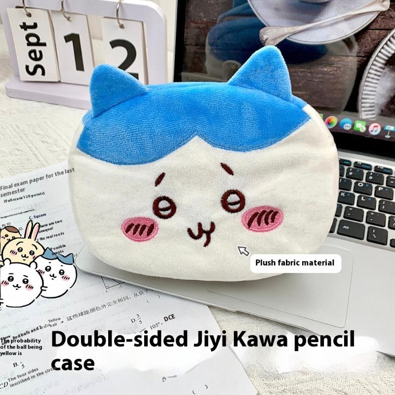 1 Piece Usagi Hachiware Plush Office School Stationery Pen Bag Chiikawa Double-Sided Pencil Case Cosmetic Bag Students Gifts