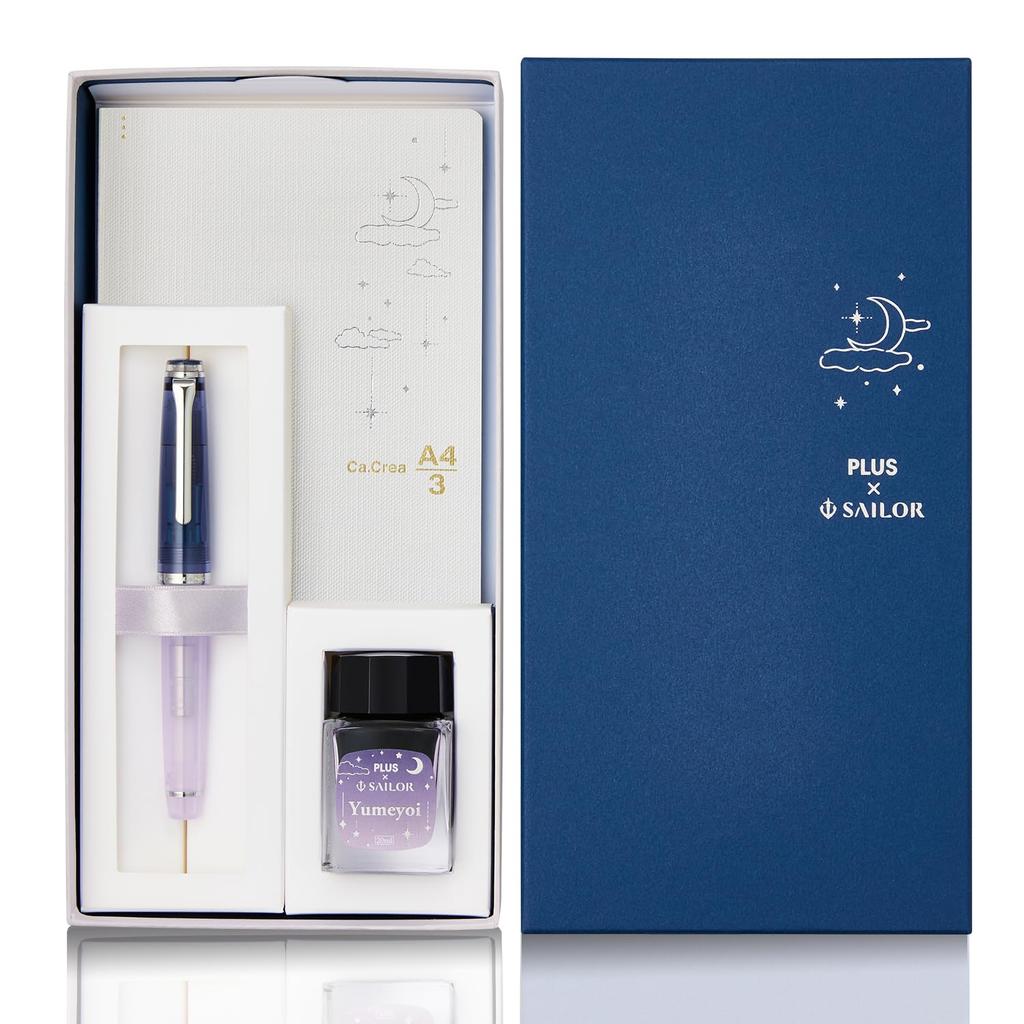 Plus Sailor Fountain Memo Premium Cross x Lecle Fountain Yumeyoi Limited Edition Stainless Steel Clear Medium Fine Pen, Pad, Notebook, Ca.Crie Pen,
