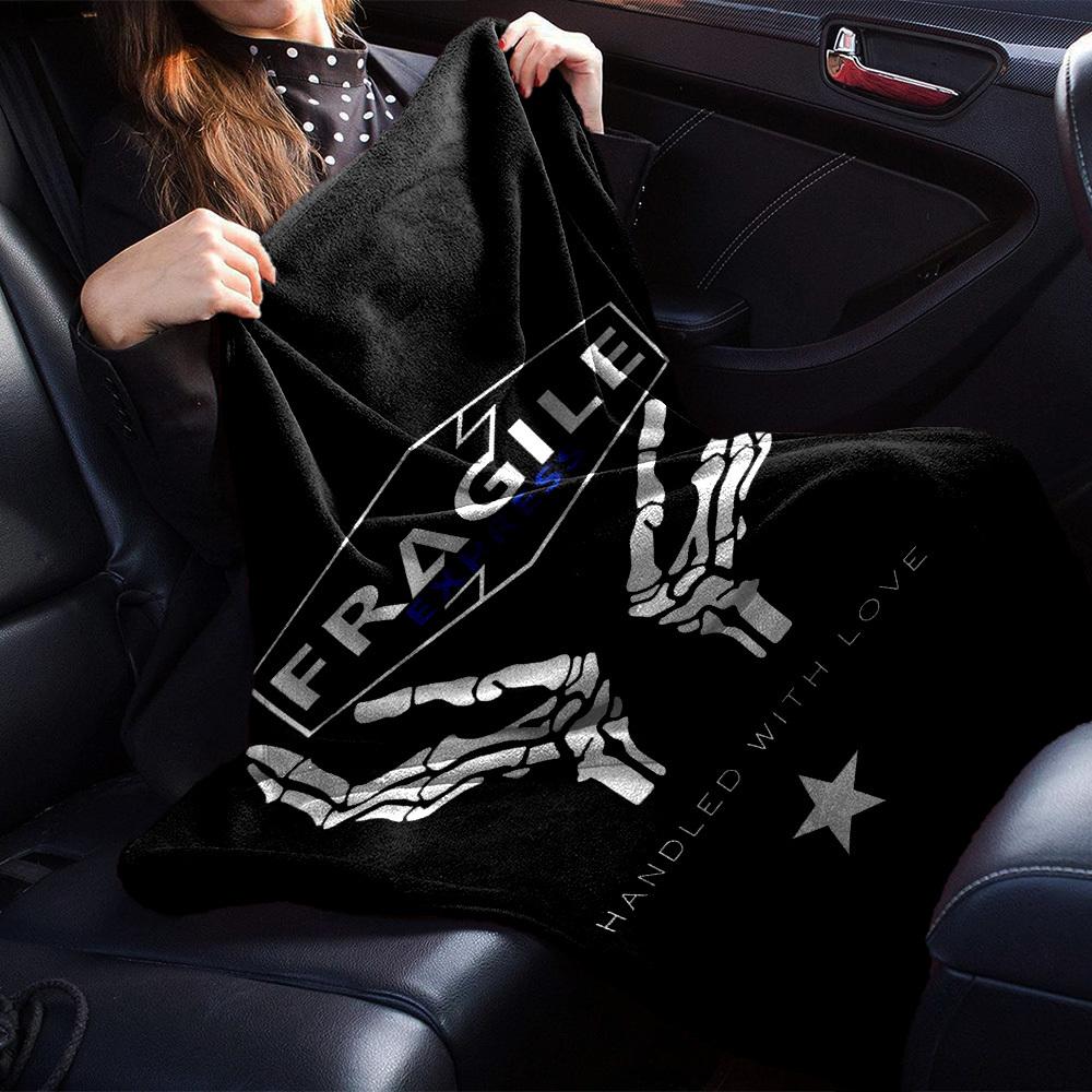 1pc FRAGILE EXPRESS Soft Flannel All Season Throw for Home, Office, Outdoor UseDurable Comfort Soft Warm Throw for Home