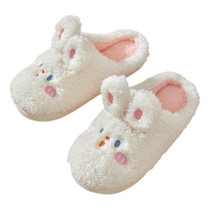 Cartoon rabbit cotton slippers autumn and winter indoor home bedroom warm and velvet thick-bottomed comfortable wool slippers