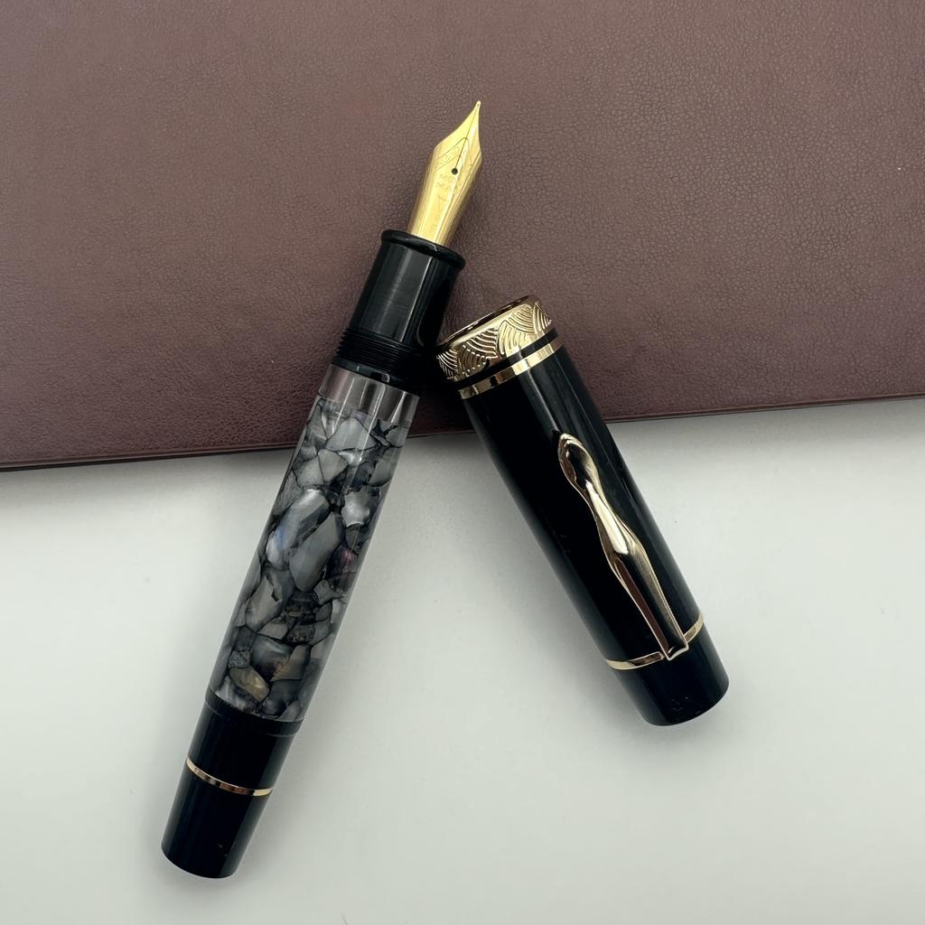 MAJOHN P139 Large Piston Fountain Pen No.6/8 EF/F/M Nib  Hard Rubber Tongue All-copper Piston Writing Pen Limited Black Rock!