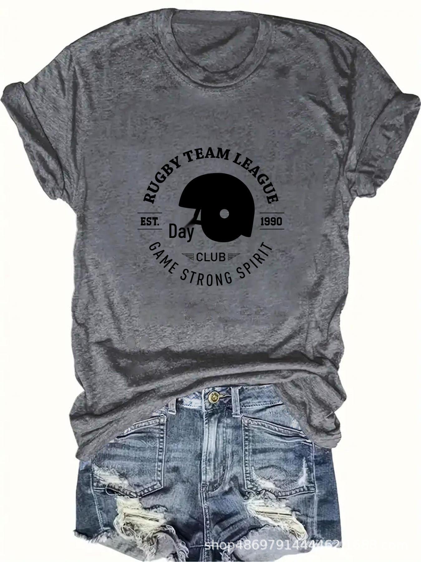 

Женская модная футболка с круглым вырезом Large темно-серого