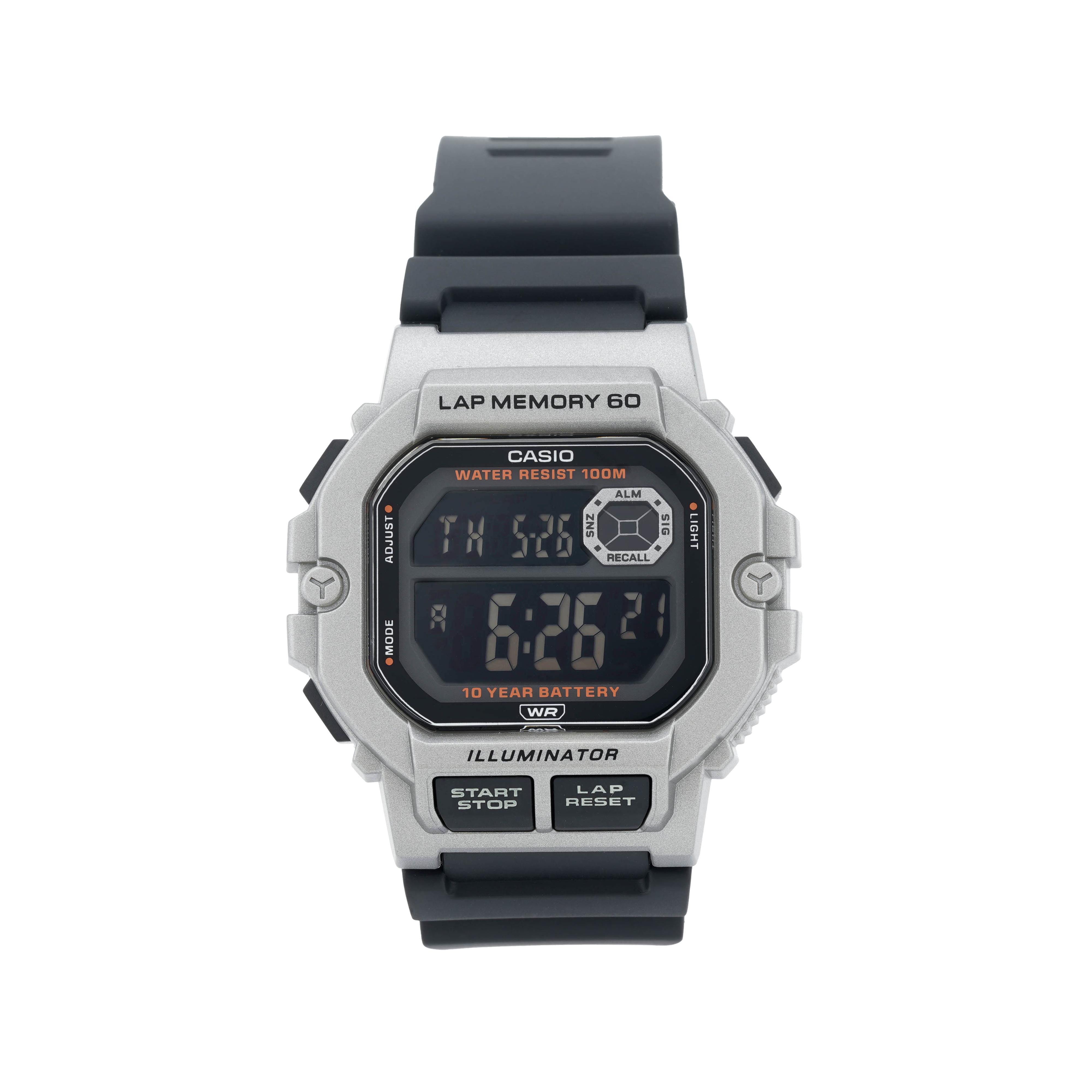 Casio Fashionable Trend 100M Waterproof Quartz Movement Resin Strap Watch Unisex Watches Black WS-1400H-1BVD Regular Watch Box,Black Dial and Silver Case