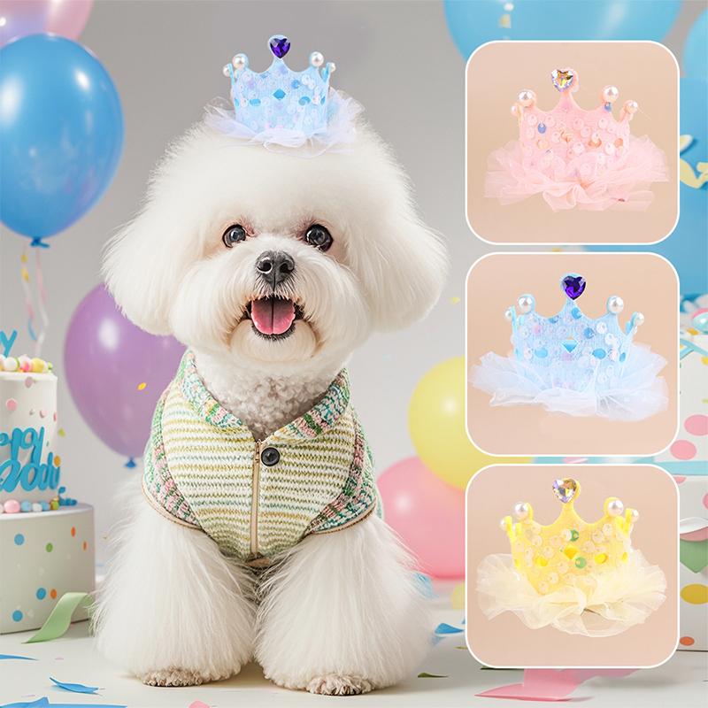Haustier Geburtstagskrone Hundegeburtstag Verkleiden Fotografie Requisiten Zubehör Niedliche Haustierkrone Kopfschmuck Prinzessin Haustieroutfit Haustierbedarf