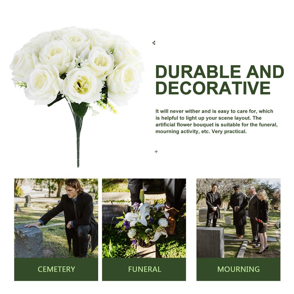 Artificial Rose Flowers Small Beautiful Bouquet for Funeral Memorial Cemetery Grave Arrangement Artificial Flowers
