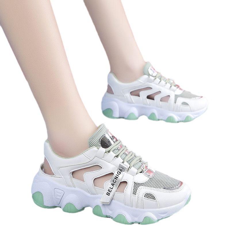 Baotou sandals new summer breathable thick sole hollow student shoes casual sports dad shoes tide