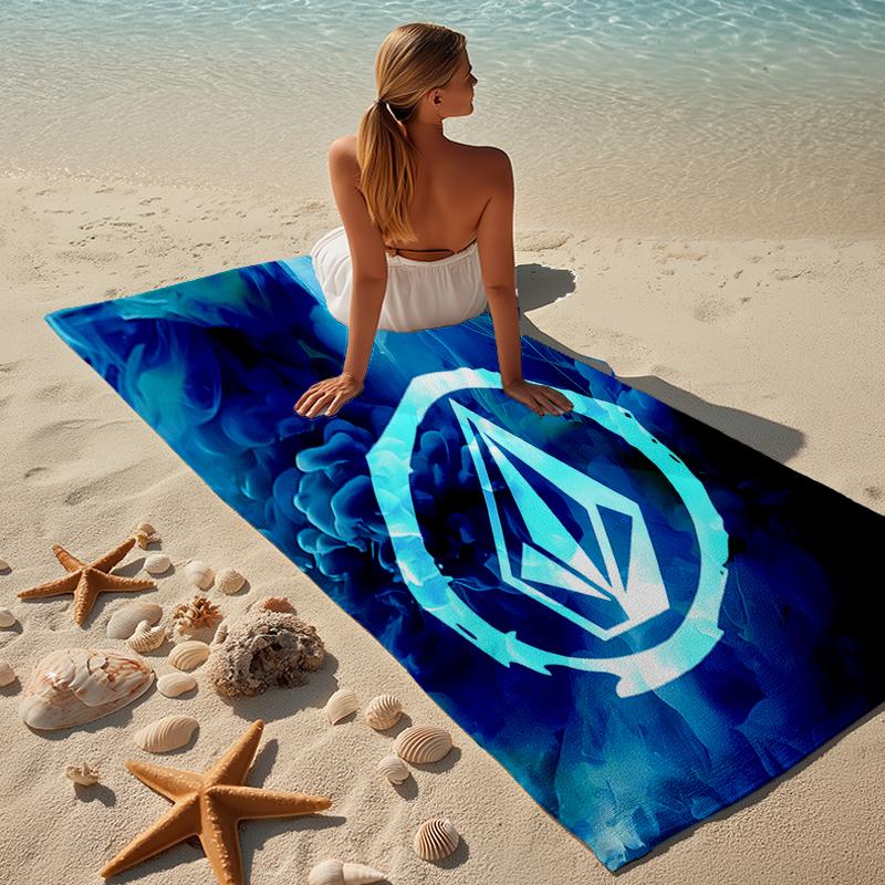 proof beach towel with a V-VOLCOM LOGO4 pattern - soft,absorbent,quick-drying,machine washable - perfect for swimming,camping,bathing