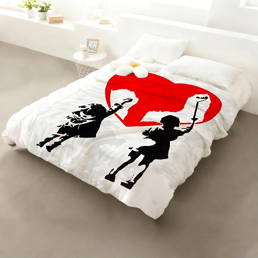 

B-Banksy Street Art Throw Flannel Throw Blanket: Soft Kid-Friendly Warm Anti-Static All Season Washable Couch Bed Home 75x90cm
