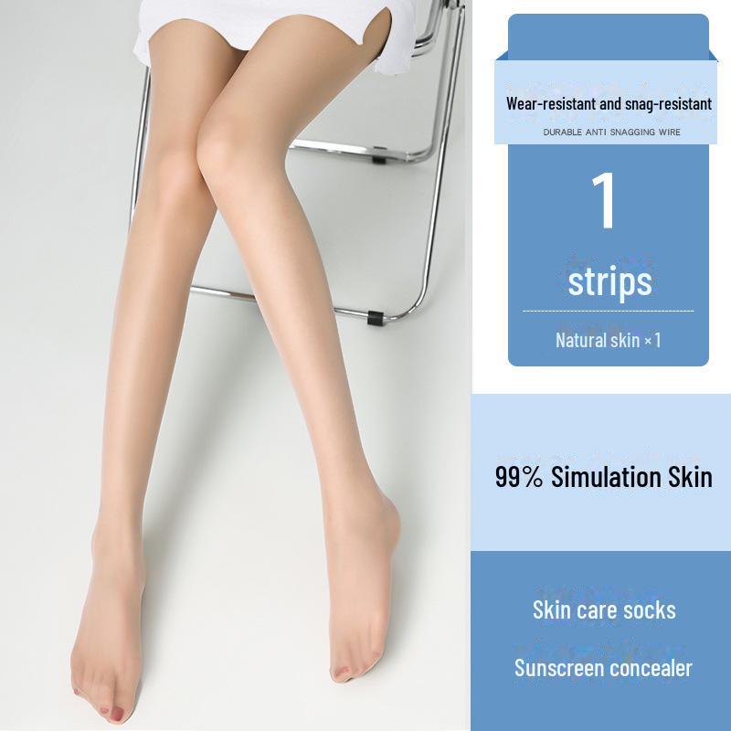 Ultra-Thin UV Protection Flesh-Colored Pantyhose - Anti-Snag, Skin-Beautifying for Spring & Summer