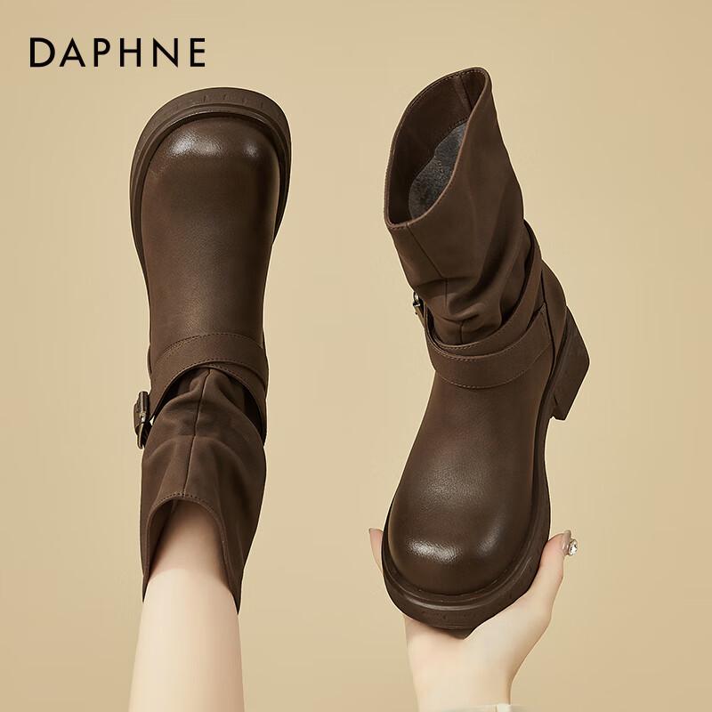 Daphne Women s Maillard Thick-Sole Fleece Lined Ankle Boots 36