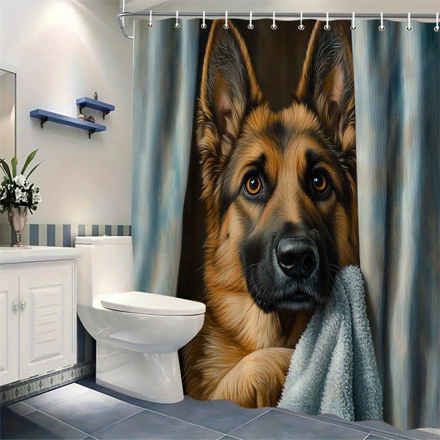Deutscher Schäferhund Duschvorhang Wasserdicht Leicht zu Reinigen Sichtschutz Druck Haustier Kunst Design Modern Langlebige Materialien