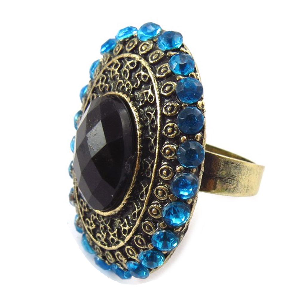Les Trésors De Lily [K1913] - Bague Créateur 'Sissi' noir bleu