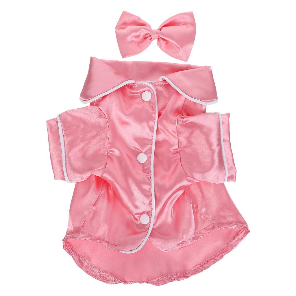 1Set Soft Lapel Dog Pajamas Silk Satin Two-Legged Sleepwear Shirt for Puppy Cat Small Dogs 3-3.5kg Breathable Loungewear Cosplay