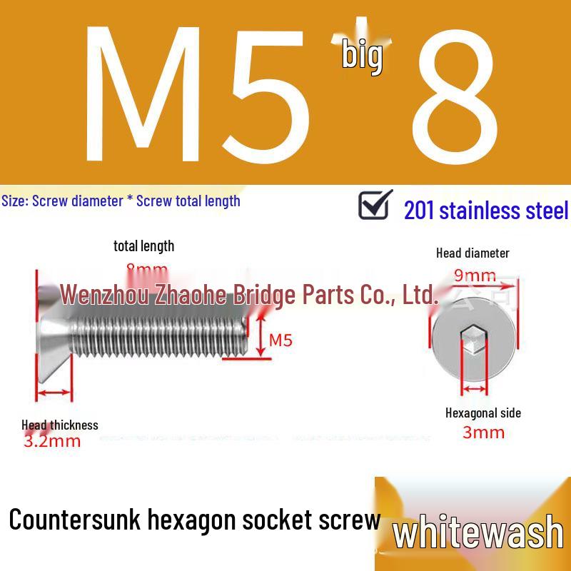 201 Stainless Steel Hex Socket Countersunk Flat Head Screws