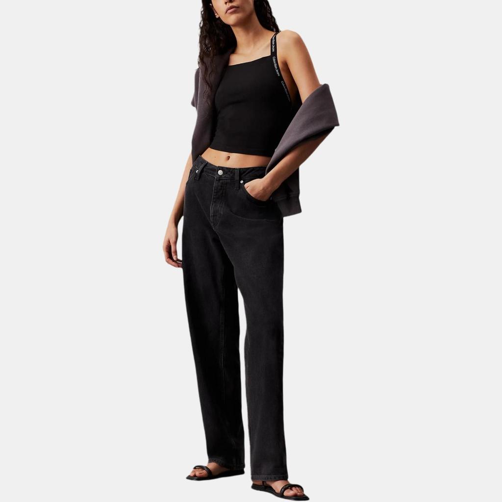 Calvin Klein Jeans Solid Color Cropped Fitted Square Neck Tank Top Women tops Black J20J223110-BEH