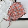 Women's Cotton and Linen Headscarf Hairband Double-sided Triangle Scarf Silk Scarf Baby Scarf Plaid All-match Spring and Autumn