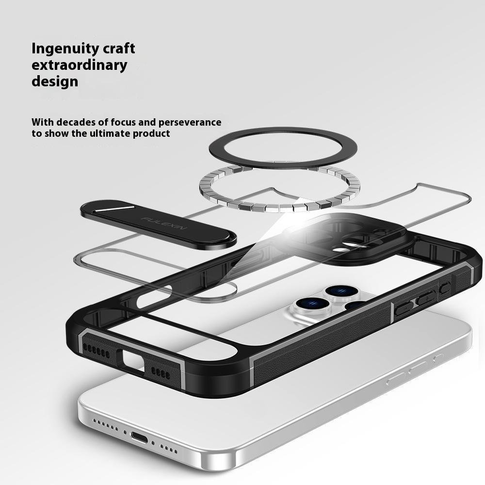 For iPhone 16 Pro Max Magnetic Case TPU + PC Kickstand Phone Back Cover