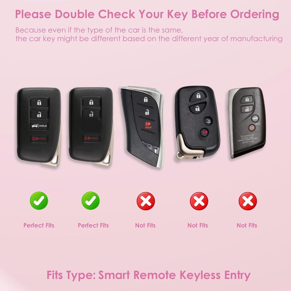 Compatible with Lexus Key Fob Cover with Diamond Bling Keychain, Car Accessories Key Holder Shell Soft TPU Full Protection for RX ES GS LS NX RS GX