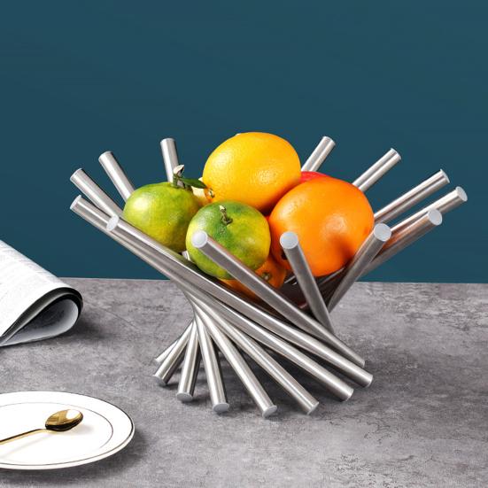 Yousheng Fruit Basket for Kitchen Counter Stainless Steel Fruit Bowl Folded Rotation Fruit Stand Holder Decorative Bread Vegetables Snacks Storage