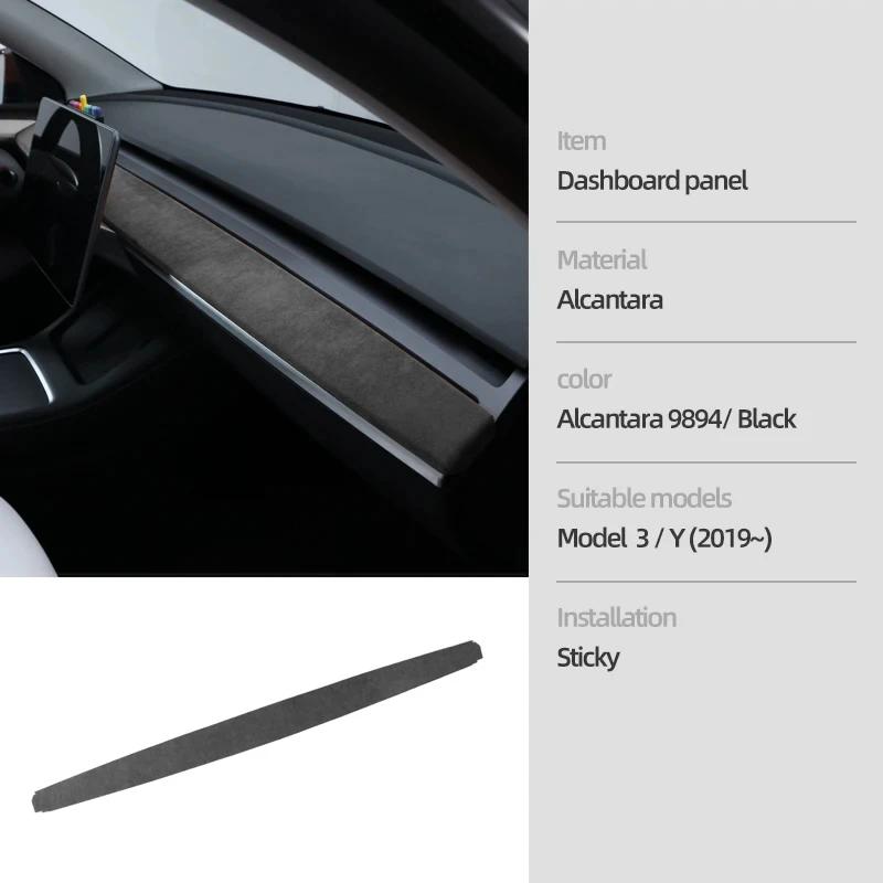 Made of Alcantara For Tesla Model 3 Model Y 2023-2019 Car Dashboard Cover Decorative Wrap Cap Protector Pad Innner Accessories