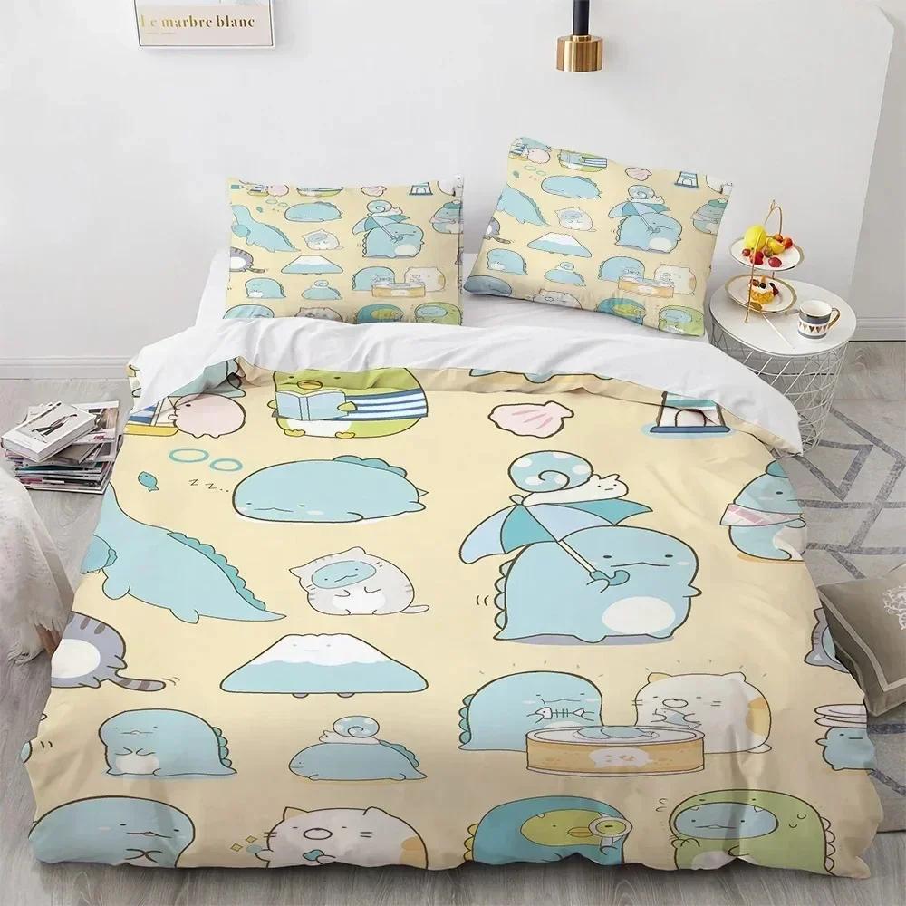 Cute Kawaii Cartoon Sumikko Gurashi Bedding Set Boys Girls Twin Queen Size Duvet Cover Pillowcase Bed For Kids Adult Bedding