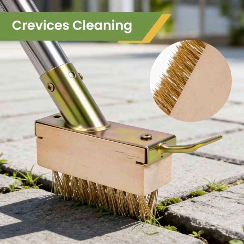 Long Handle Weeding Brush Steel Wire Bristles Scratch Brush Weed Remover Professional Use