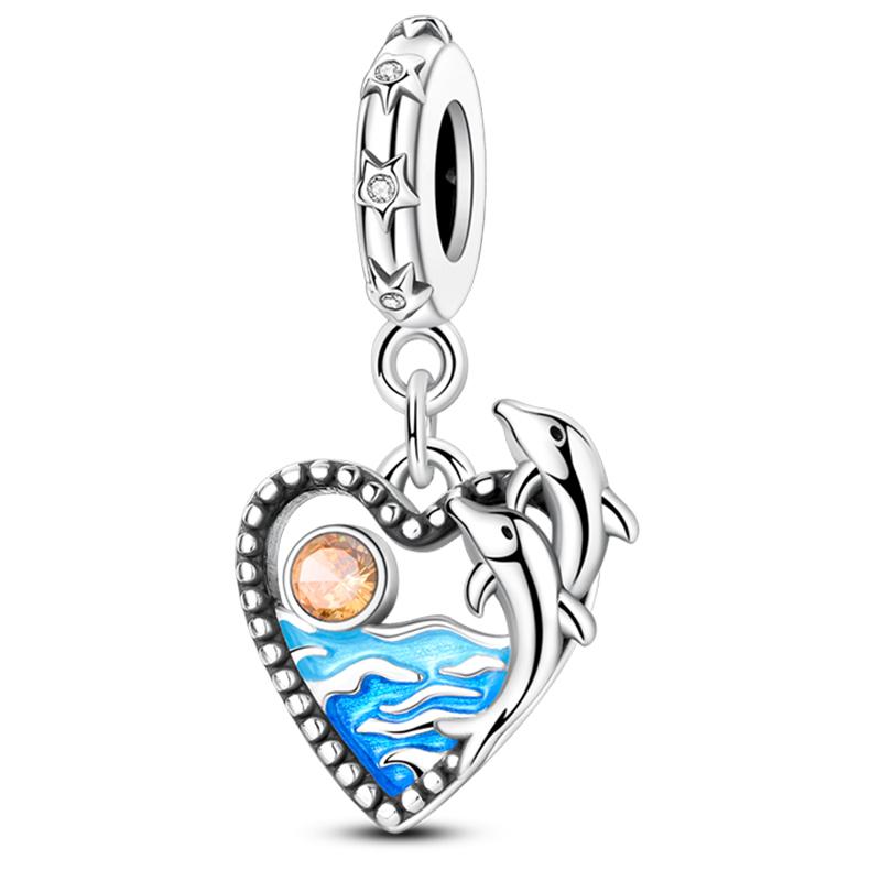 Fashion 925 Silver Summer Ocean World Series Sea Turtle Starfish Crab Octopus Charms Beads Fit 925 Bracelet DIY Jewelry