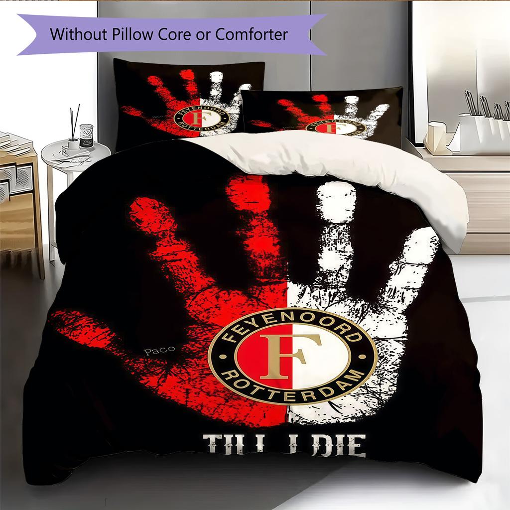 Feyenoord Rotterdam  Pattern Bedding Quilt Set Quilt Cover Pillowcase Home Decoration Birthday Gift (1 * Duvet Cover + 2 * Pillowcase, Without Core)