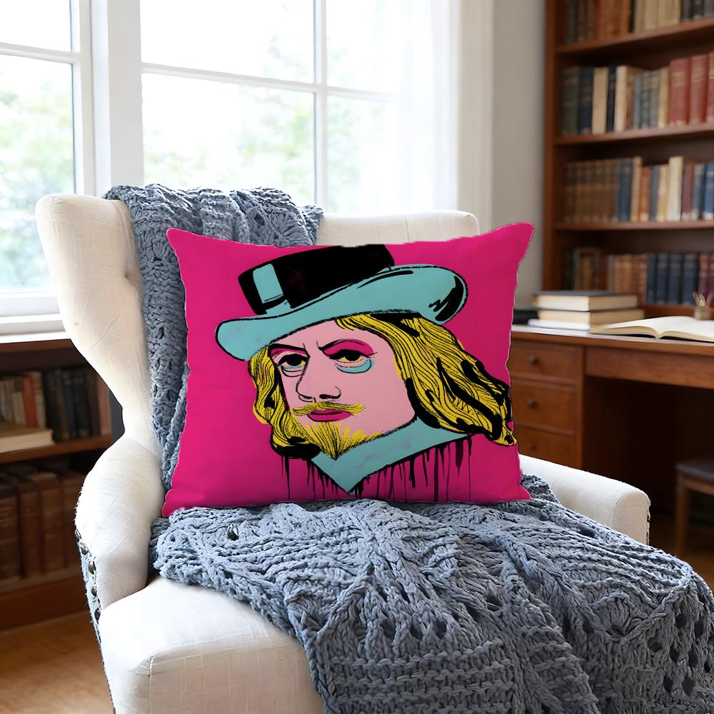 Dutchstreet Art Cushion Cover Anti-Dust Mite Short Plush Pillowcase - Invisible Zipper Silky Soft Sofa Cushion Cover
