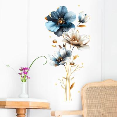 Akvarell Yumeiren Blommor Väggklistermärken för Sovrum Vardagsrum Heminredning Väggdekal