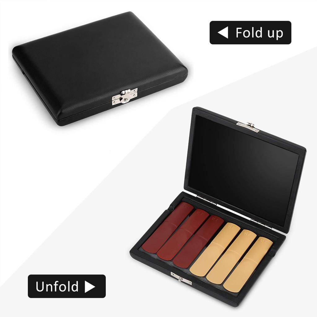 Clarinet Reed Case, Saxophone Reed Case, PU Leather Covers, Pack of 6, 1209020mm, Lightweight, Compact, Portable, Durable, Corrosion-Resistant,