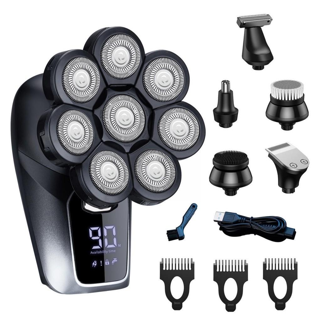 Upgrade Waterproof Rotary Shaving Equipment Multifunctional 8D Face Head Electric Shavers LED Display Electric Bald Head Shaver