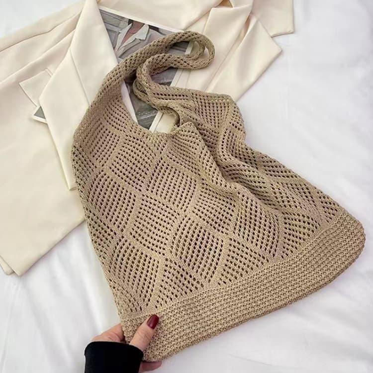 New women's hollow knitted handbag beach bag