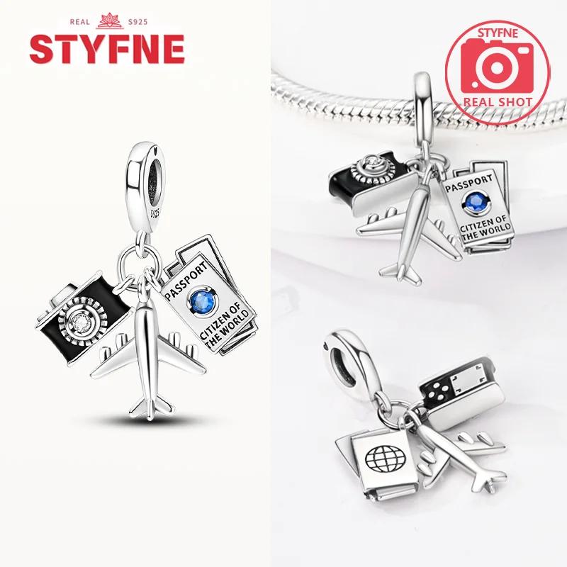 Copper Metal Colors Airplane Globe & Passport Dangle Charm Bead Component Bead Components Compatible With Authentic Original Bracelet High Quality