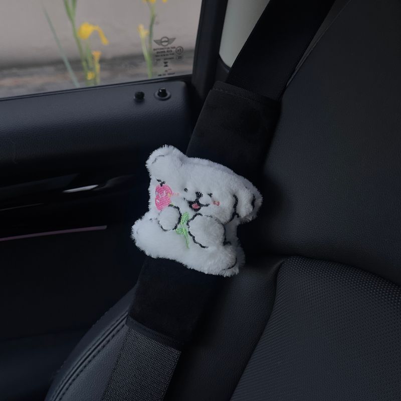 

Line Art Puppy Car Seatbelt Shoulder Pads Cute Car Decoration Shoulder Pads In-Car Couple Decorations [Black Shoulder Cover] Single Sweating Pacha Dog