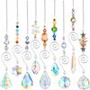 9 Pcs Crystal Suncatchers Hanging Crystals Ornament with Chain Crystal Beads Ball Prisms Pendant for