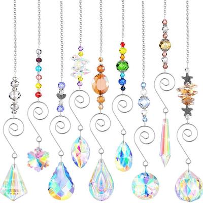 9 buc Cristal Suncatchers Agățat Cristale Ornament cu Lant Mărgele Cristal Bile Prisme Pandantiv pentru