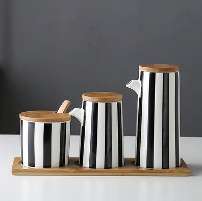 marble Ceramic Gravy Olive Oil Pot set Soy Sauce Vinegar Seasoning Can Oil Bottle Kitchen Cooking Tools Storage Bottles set