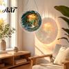 Transparent Acrylic Decor 7.48 Inch Circular DIY Puzzle Suncatcher, Stained Glass Style Window Hanging Ornament, Adult Gift Waterproof Pendant
