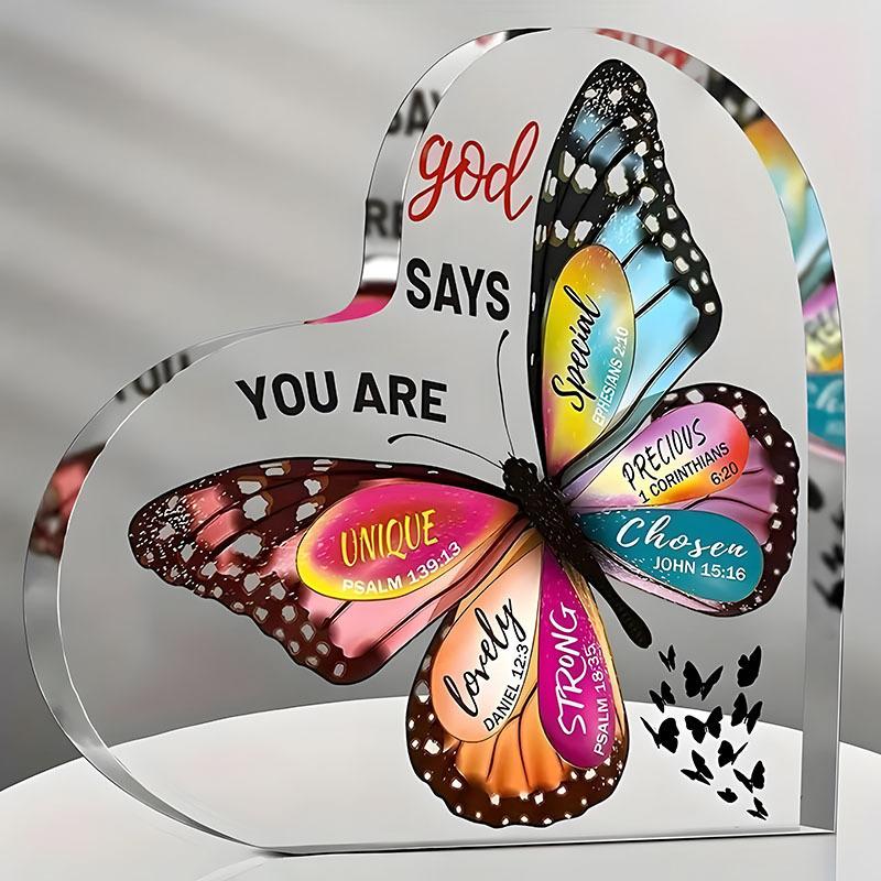 Acrylic Heart-Shaped Crafts Transparent Valentine'S Day Creative Gifts Love Crystal Ornaments Butterfly Birthday Gifts Proposal