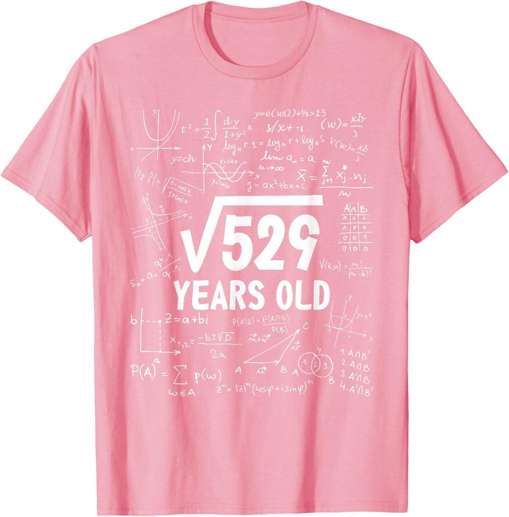 Square Root 529 Years Old Math Birthday Gift Funny Graphic Tee Men Casual Short Sleeve T-Shirt