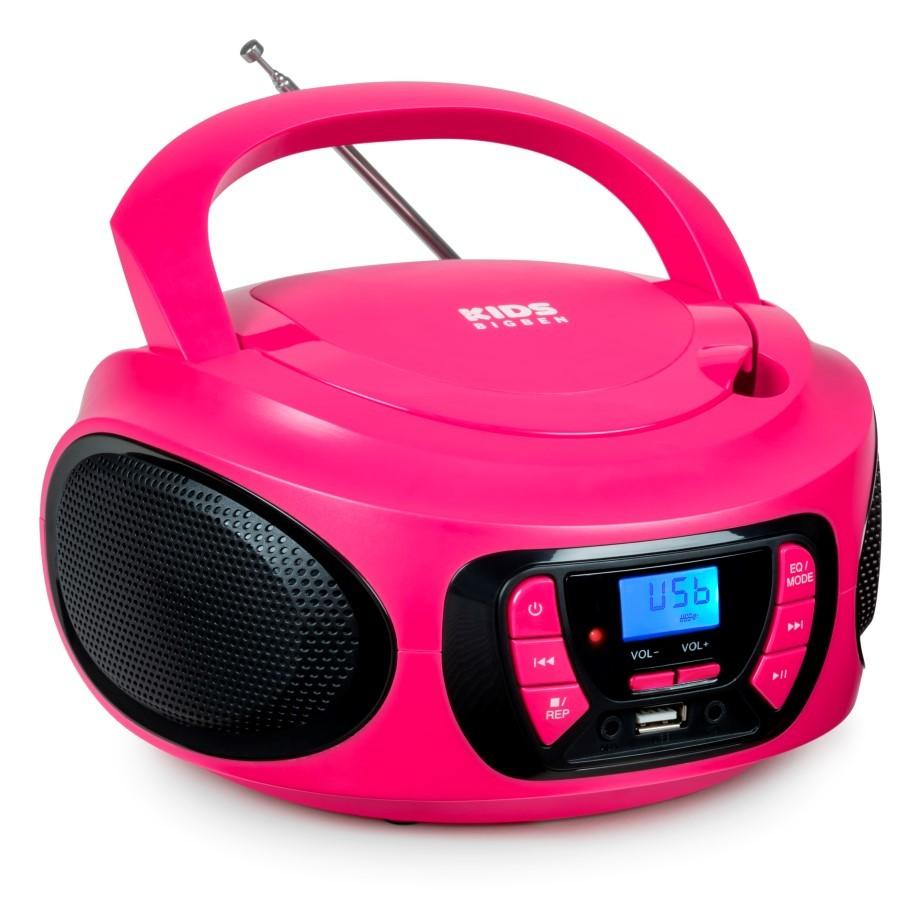 Bigben CD62RSUSBBT - przenośny odtwarzacz CD/MP3, USB z radiem FM i Bluetooth, różowy, BigBen