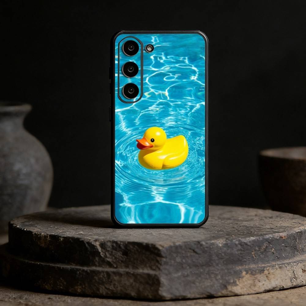 Yellow Duck Cute Phone Case For Samsung Galaxy A91,80,73,72 ,71,53,52,32 ,31,22,21s,20,Soft Black Case