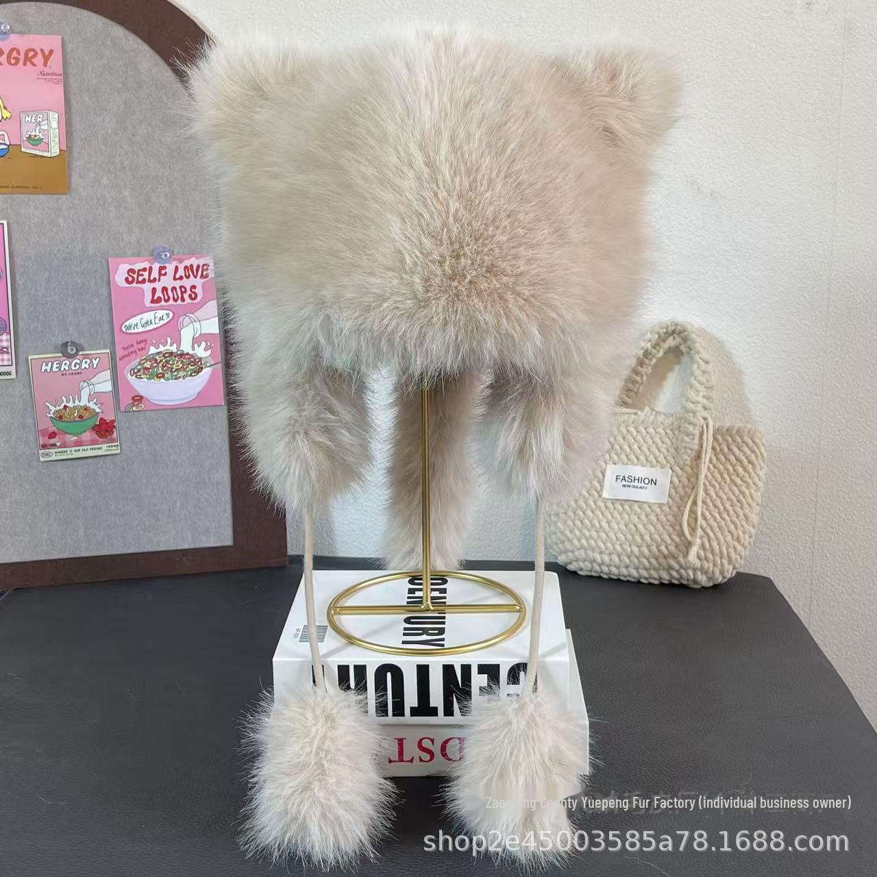 

Зимняя меховая шапка Lei Feng для девочек с милыми медвежьими ушками и дизайном, открывающим лицо, для северо-востока Китая One Size