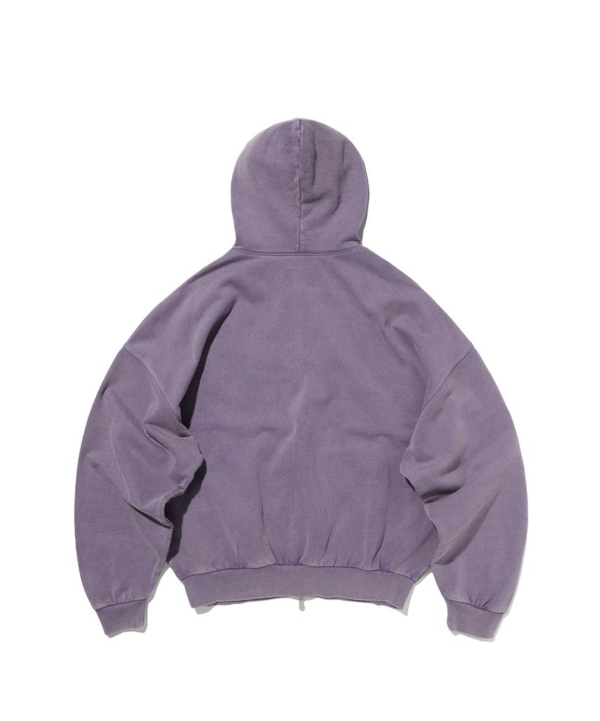 Suade Cropped Washed Hood Zip Up [Purple]